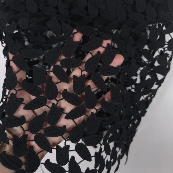 Bardot Women's Black Leaf Lace‎ Overlay Liana Sleeveless Midi Dress Size 6